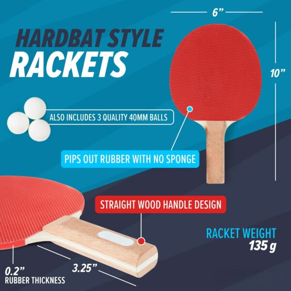 Essentials 2-Player Table Tennis Racket Set with 2 Rackets - Image 2